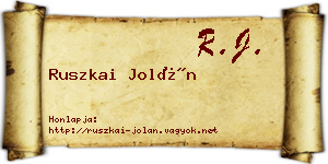 Ruszkai Jolán névjegykártya