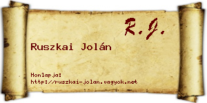 Ruszkai Jolán névjegykártya